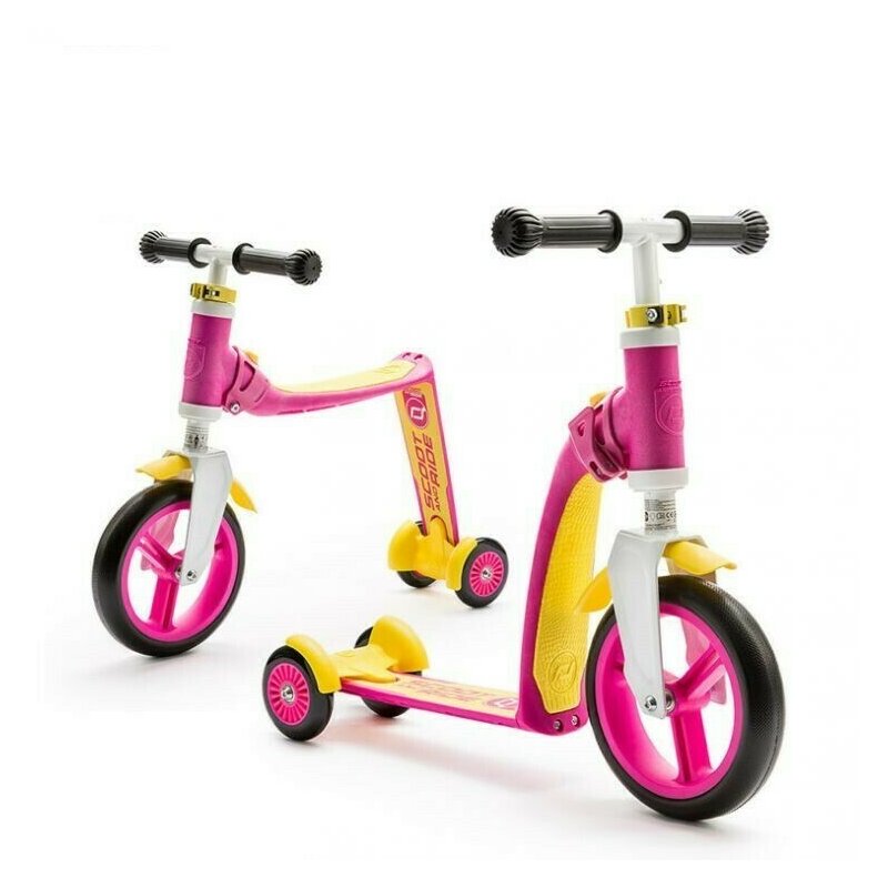 Scoot and ride - trotineta highwaybaby+ transformabila, 2 in 1, galben/roz
