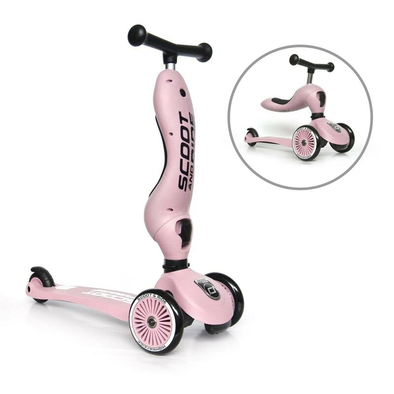 Scoot and ride - trotineta highwaykick 1 transformabila, 2 in 1, 1-5 ani, roz