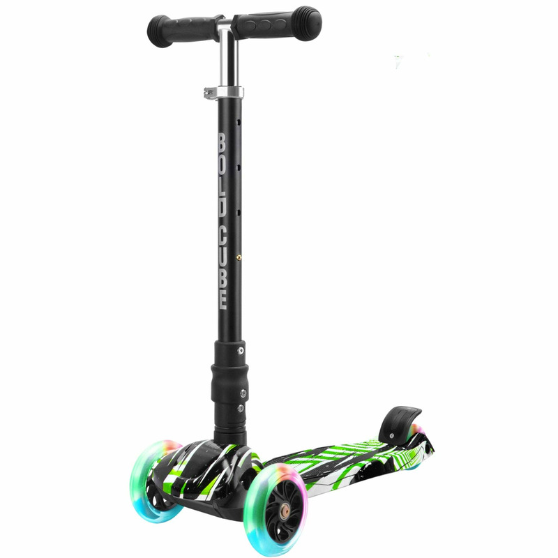 Trotineta cu 3 roti pliabila cu lumini - scooter swift green