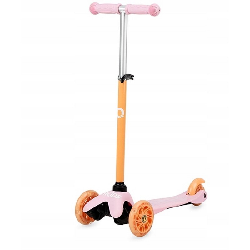 Trotineta cu 3 roti, qkids, lumis orange, ghidon reglabil pe 3 trepte, flexbrake, rulmenti abec-7, platforma anti-alunecare, pliabil, sarcina maxima 25 kg