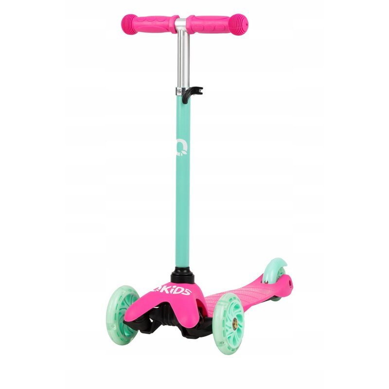 Trotineta cu 3 roti, qkids, lumis turquoise, ghidon reglabil pe 3 trepte, flexbrake, rulmenti abec-7, platforma anti-alunecare, pliabil, sarcina maxima 25 kg