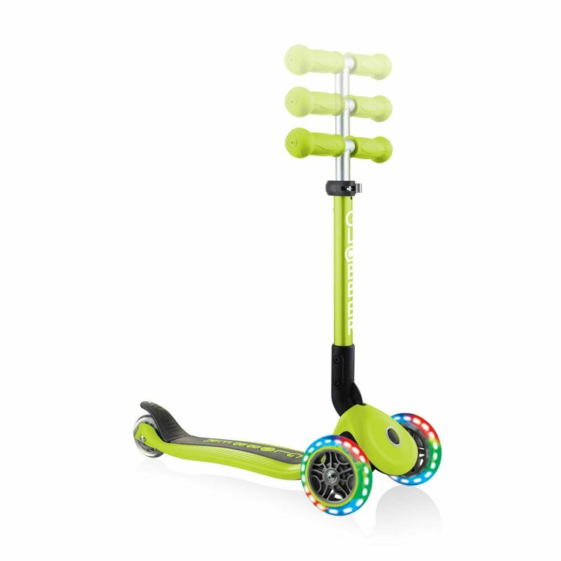 Trotineta globber junior pliabila cu lumini verde