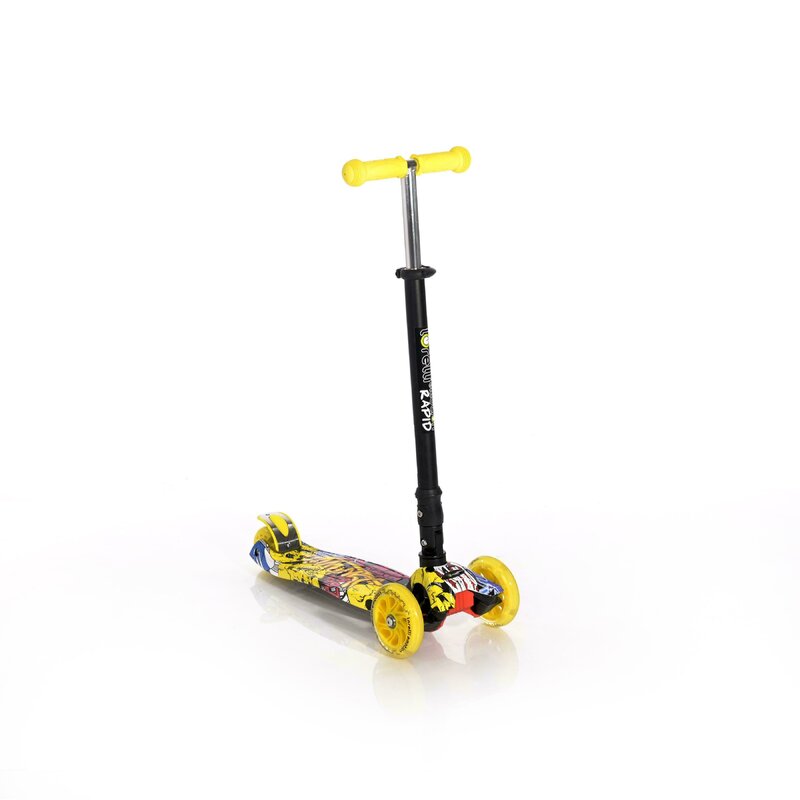 Lorelli junior - trotineta rapid cu roti luminoase graffiti, galben