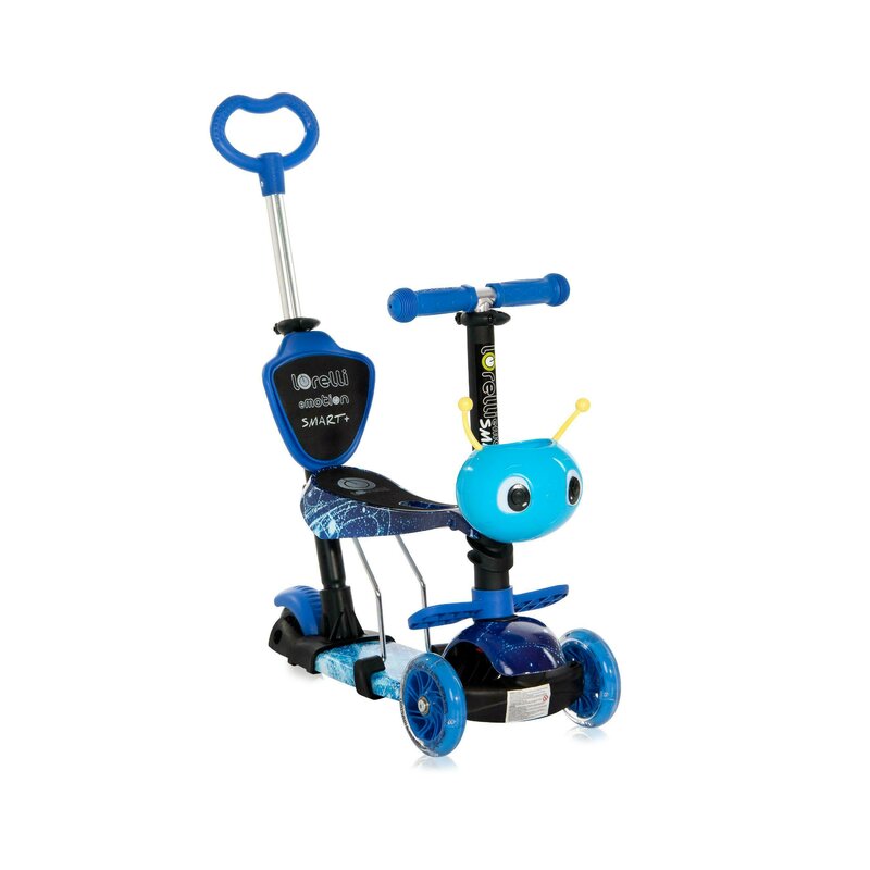 Lorelli junior - trotineta smart plus cu 3 roti, cu sezut, cu roti luminoase cosmos, albastru