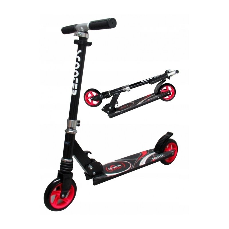 R-sport - trotineta h7 , pliabila, cu roti de 145 mm, negru/rosu
