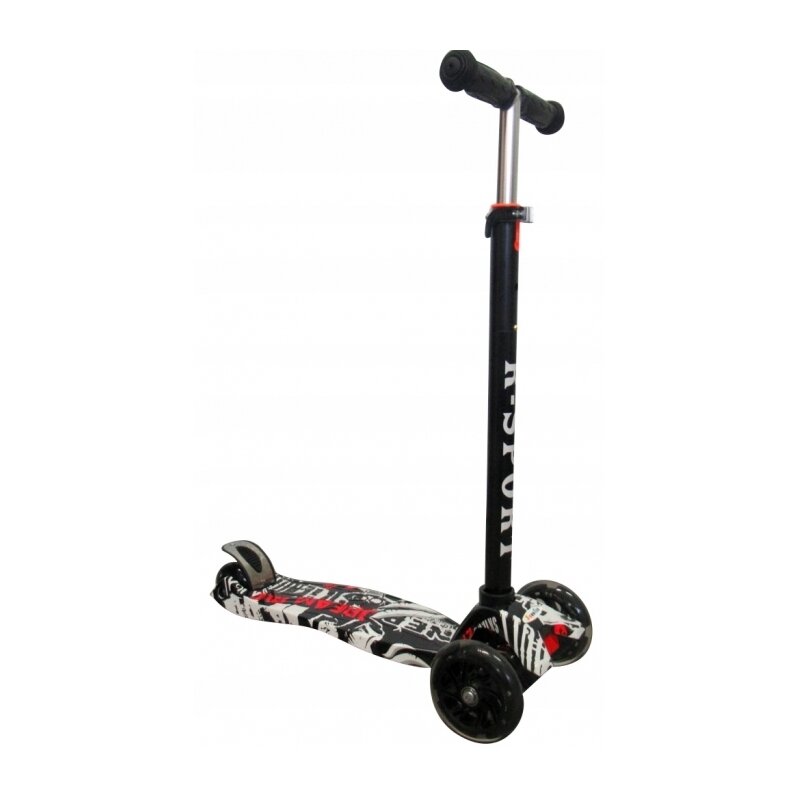 R-sport - trotineta h2 cu led, cu 3 roti, negru