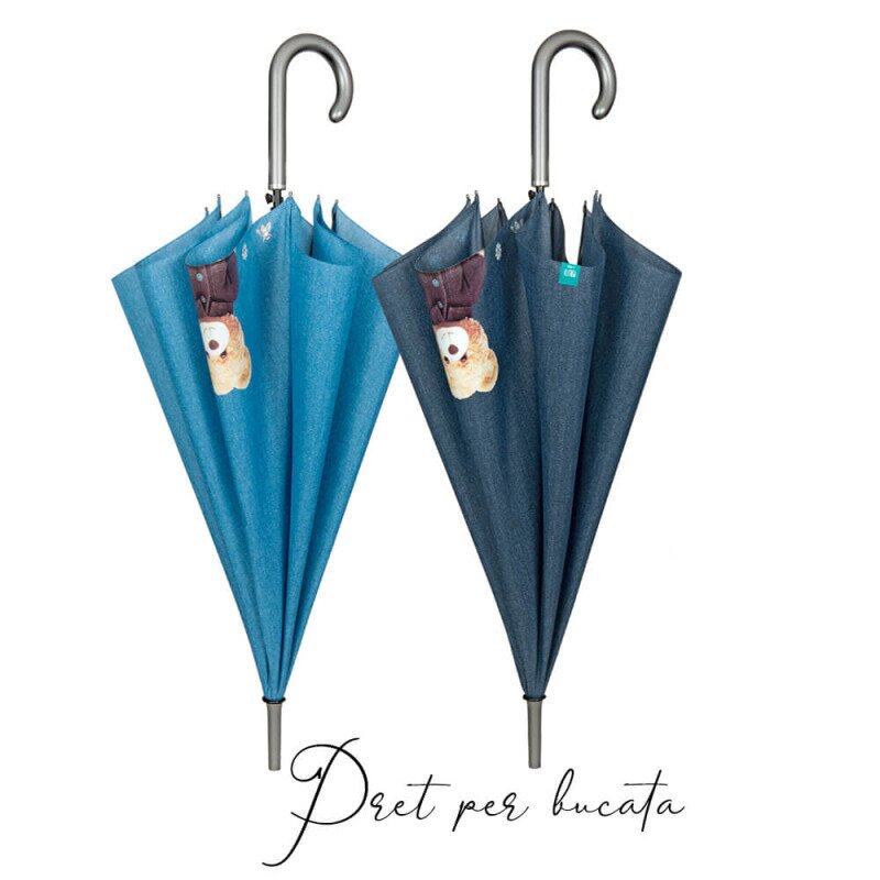 Umbrela ploaie automata baston model denim teddy bear
