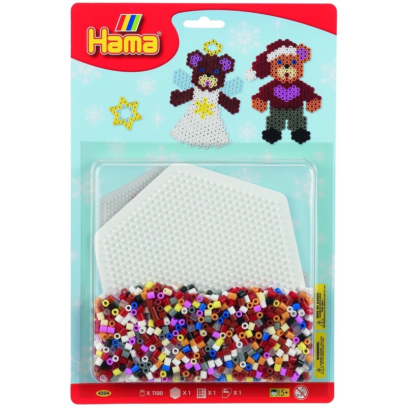 Hama - set margele de calcat ursuleti cu 2 plansete, 1100 buc, infoliat midi