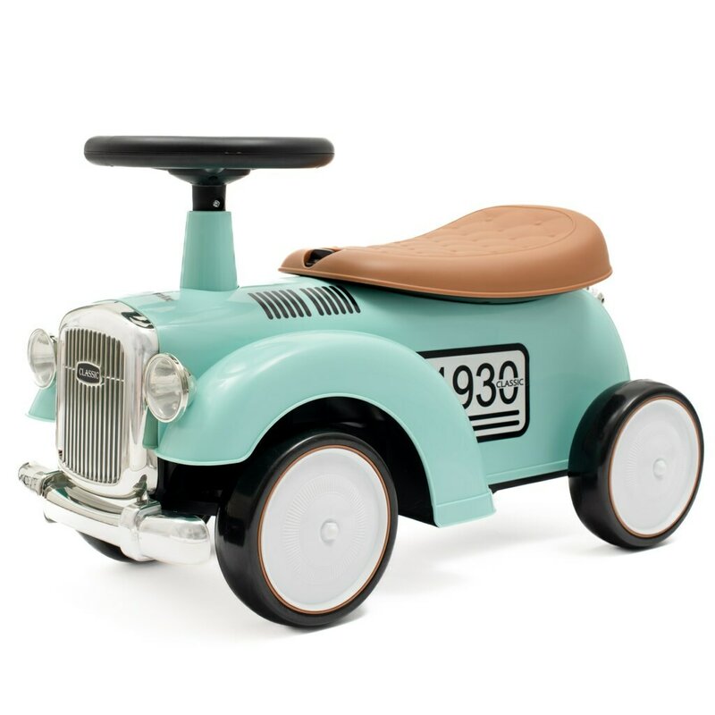 Vehicul ride-on, Baby Mix, Retro, Pana la 25 kg, Cu spatiu de depozitare, 12-36 luni, Turquoise