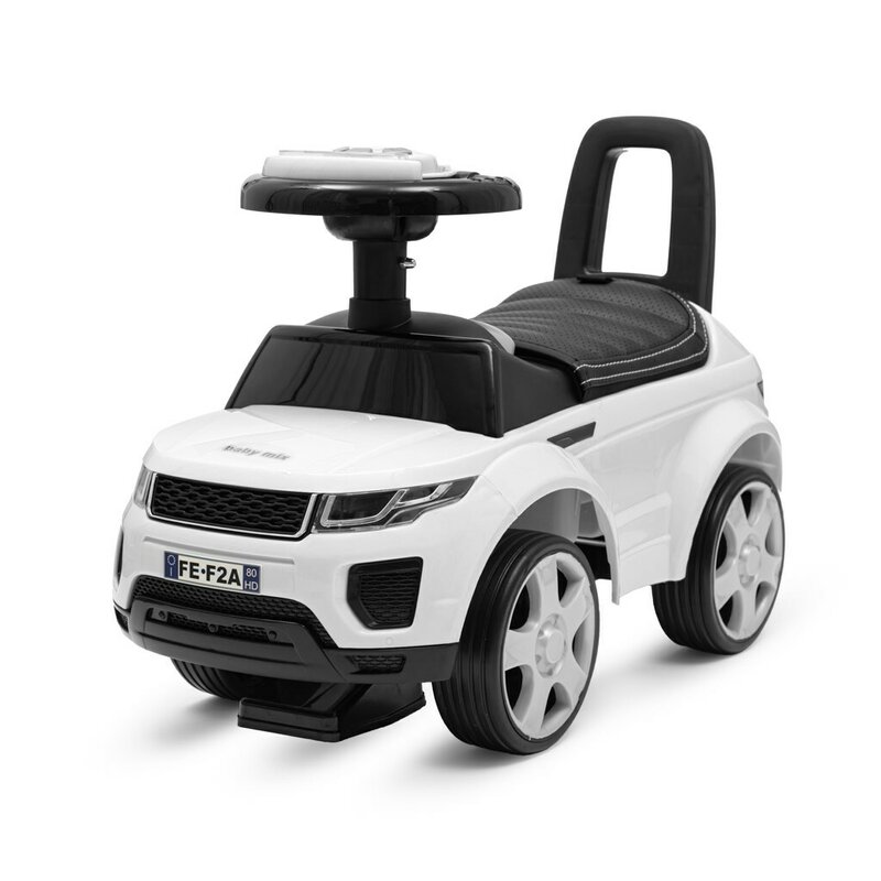 Vehicul ride-on, Baby Mix, SUV, Pana la 27 kg, Cu sezut moale din piele ecologica, Cu spatiu de depozitare, Cu melodii, 12+ luni, White