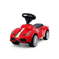 Vehicul ride-on, BabyTrold, Model Ferrari, Claxon pe volan, 18 luni+, Sustine 20 kg, 69.9x30.2x38.2 cm, Rosu