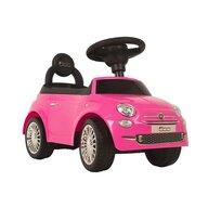 Vehicul ride-on, BabyTrold, Model Fiat 500, Cu muzica si claxon, Spatiu pentru depozitare,  61x28x29 cm, 12 luni+, Roz