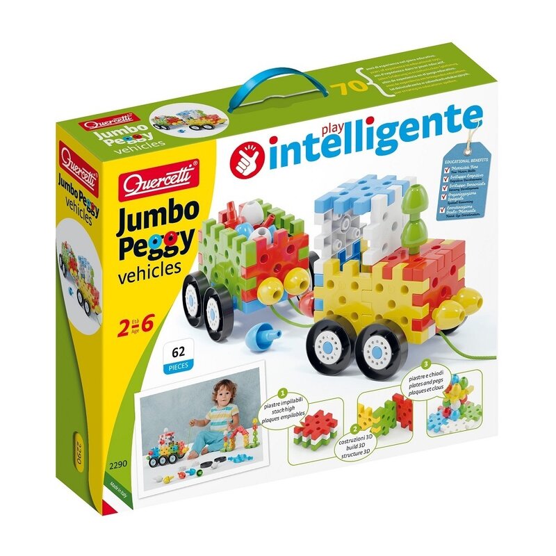 Quercetti - set de constructie vehicule peggy , jumbo