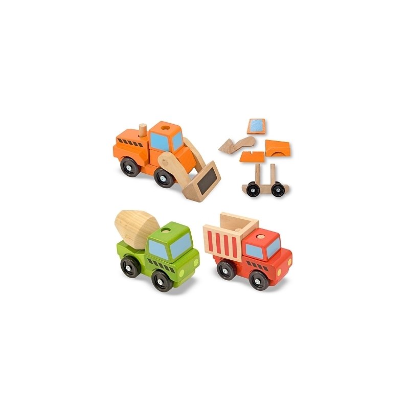 Melissa & Doug - Vehicule utilitare pentru constructii din lemn Melissa and Doug