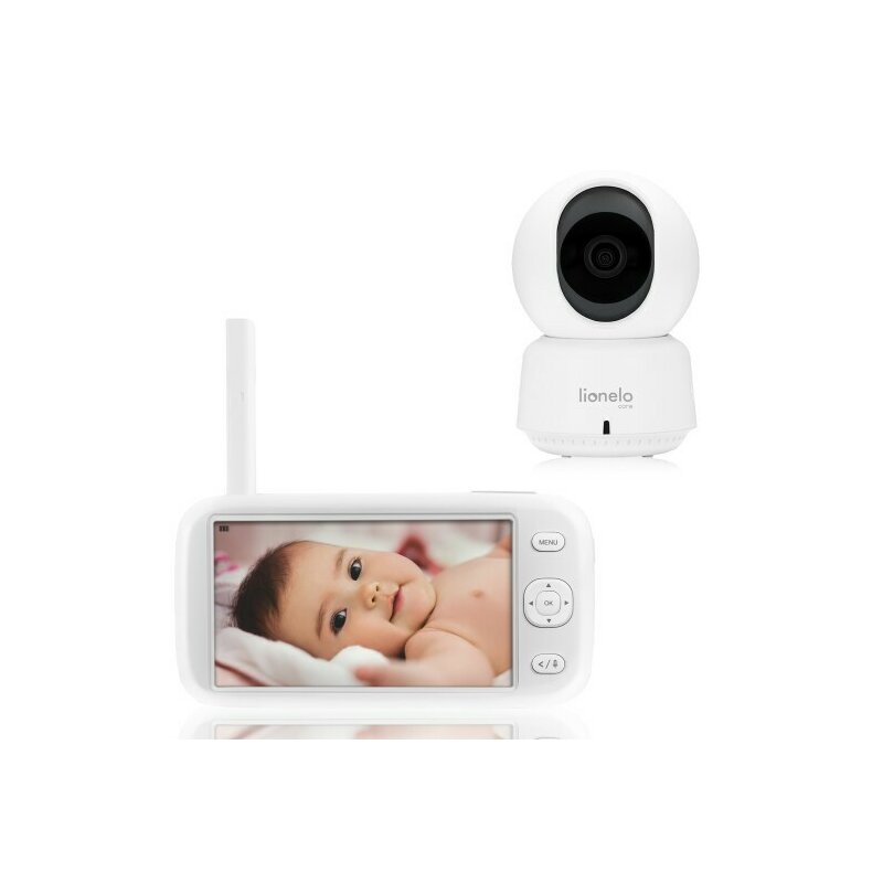 Video monitor, Lionelo, Babyline 9.1, Conexiune prin aplicatia Lionelo Smart, Pana la 8h de functionare, Comunicare bidirectionala, Cu senzor de miscare si sunete Alb