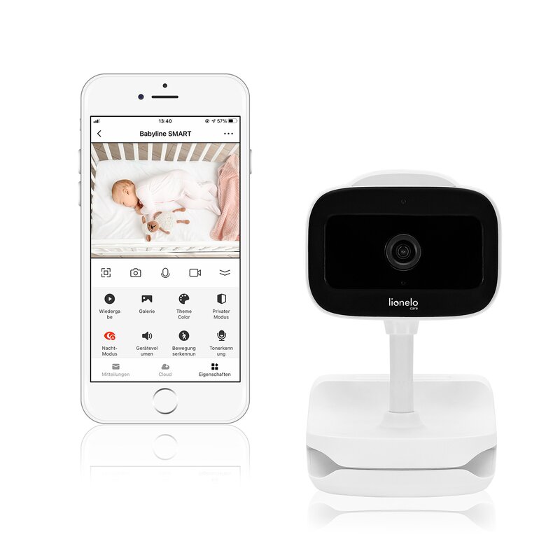 Video monitor, Lionelo, Babyline Go, Cu aplicatia dedicata Lionelo Smart, Mod de noapte 8m, Cu functie de iluminare, Pana la 5h functionare wireless, Comunicare bidirectionala, Rotatie 180 grade, Alb