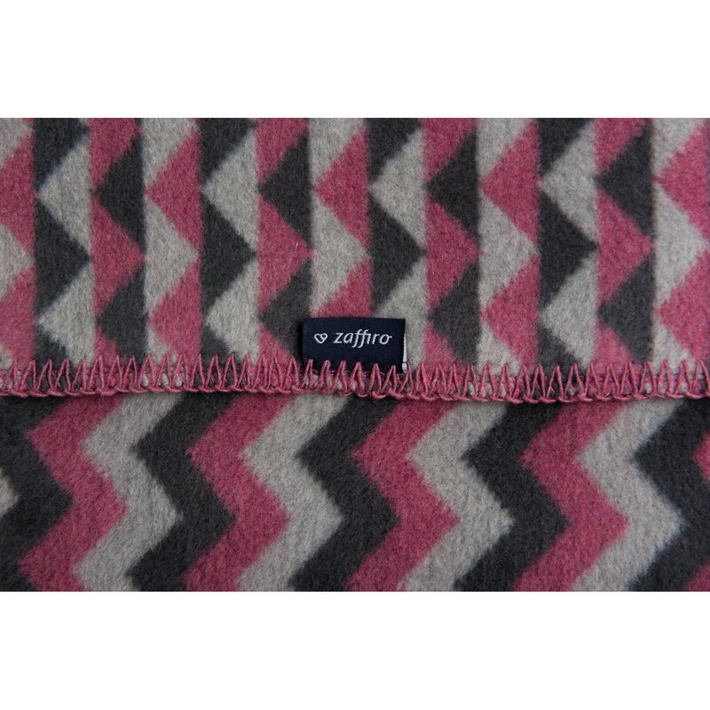 Womar - paturica bebelusi bumbac zigzag 75x100, roz inchis, gri inchis, gri deschis