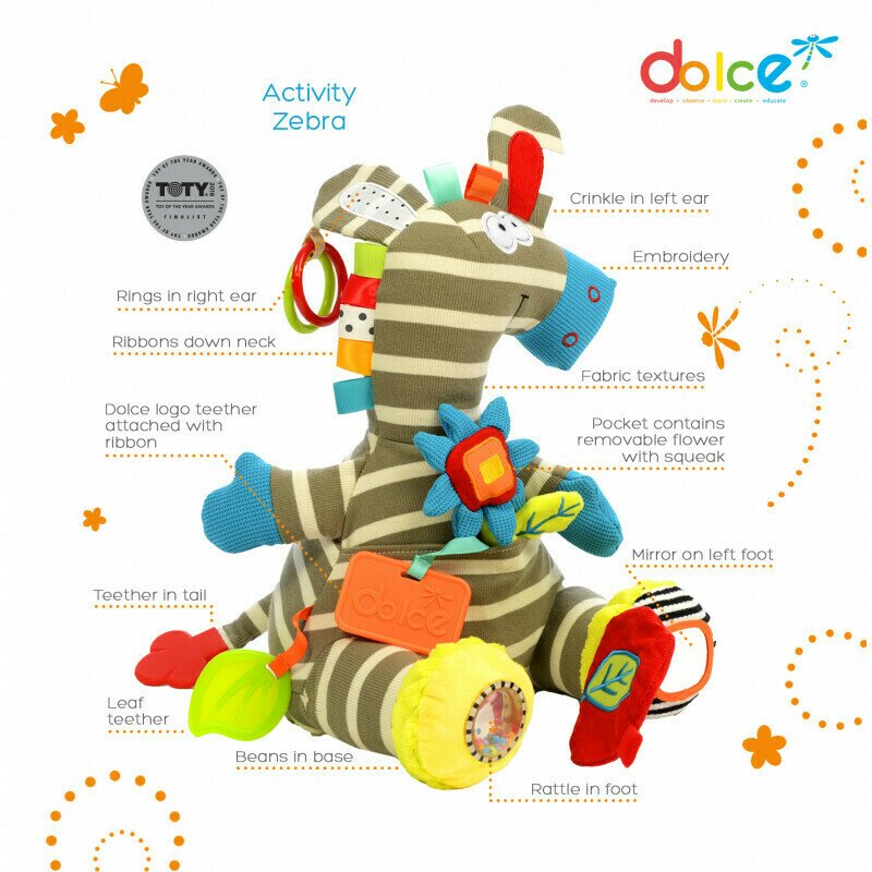 Dolce - zebra zeddy, jucarie interactiva cu activitati,