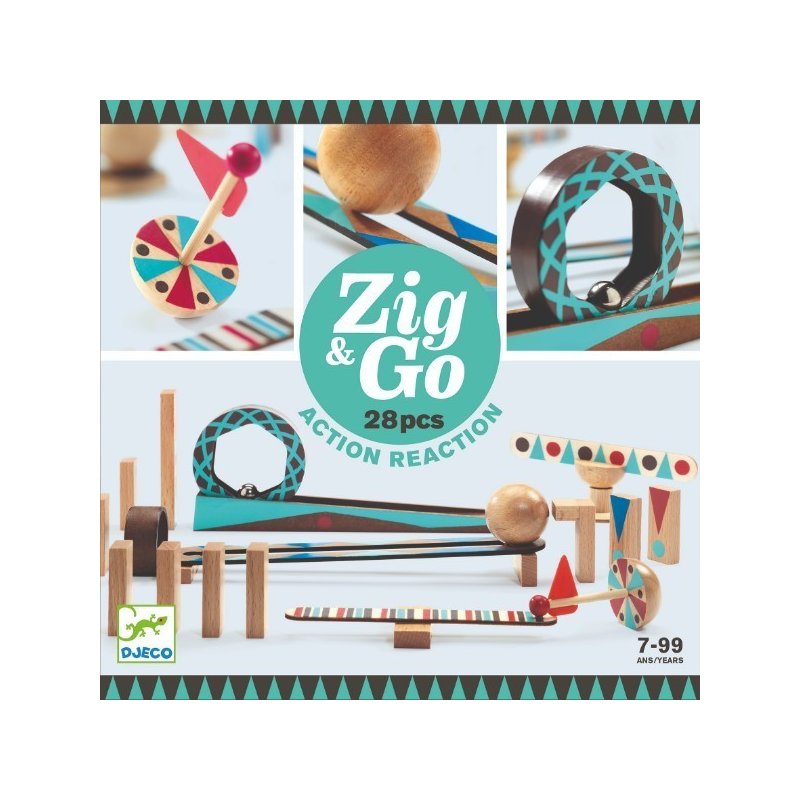 Djeco - set de constructie trasee zig&go, 28 piese