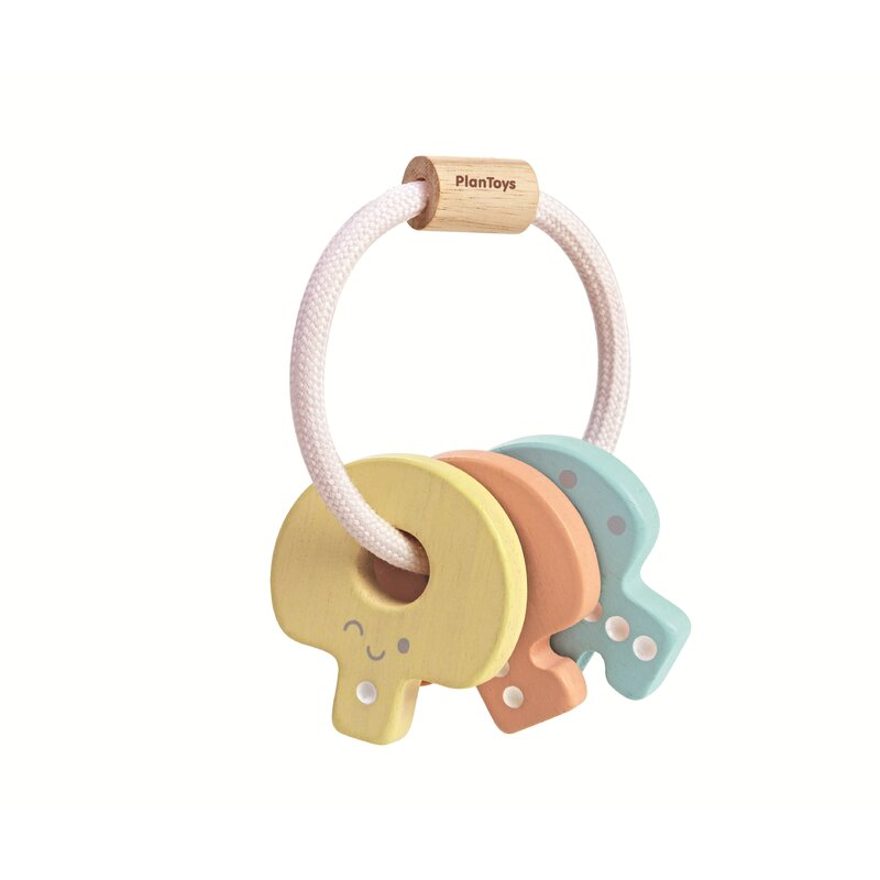 Plan toys - zornaitoare cu chei pentru bebelusi, model pastel