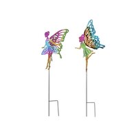 Decoratiune de gradina din metal - Zana pe tarus, 22x36cm, 2 modele