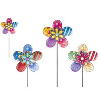 Decoratiune de gradina Floare multicolorata pe tarus, 43cm