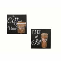 Canvas print negru,Cafea cu aplicatie de metal aurie, Expresso si Latte Café