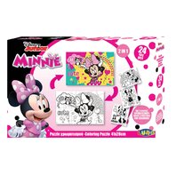 Puzzle de colorat cu 2 fete, 41X28cm, 24 piese 3 pagini de colorat, Minnie