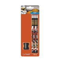 Set de 4 creioane Star Wars cu radiera si ascutitare