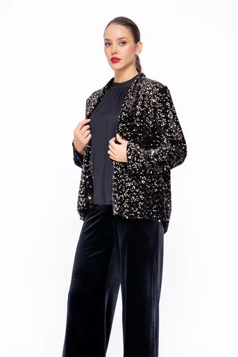 Blazer elegant din catifea cu paiete JKC1101