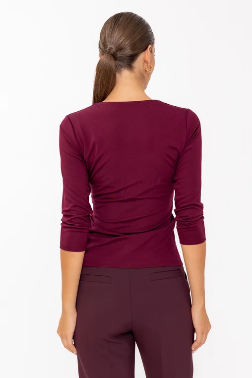 Bluză basic în anchior burgundy B4641 thumbnail picture - 
