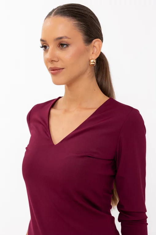 Bluză basic în anchior burgundy B4641 thumbnail picture - 