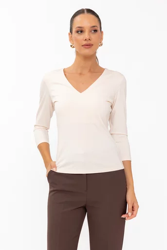 Bluză basic în anchior crem B4641