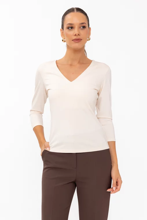Bluză basic în anchior crem B4641 thumbnail picture - 