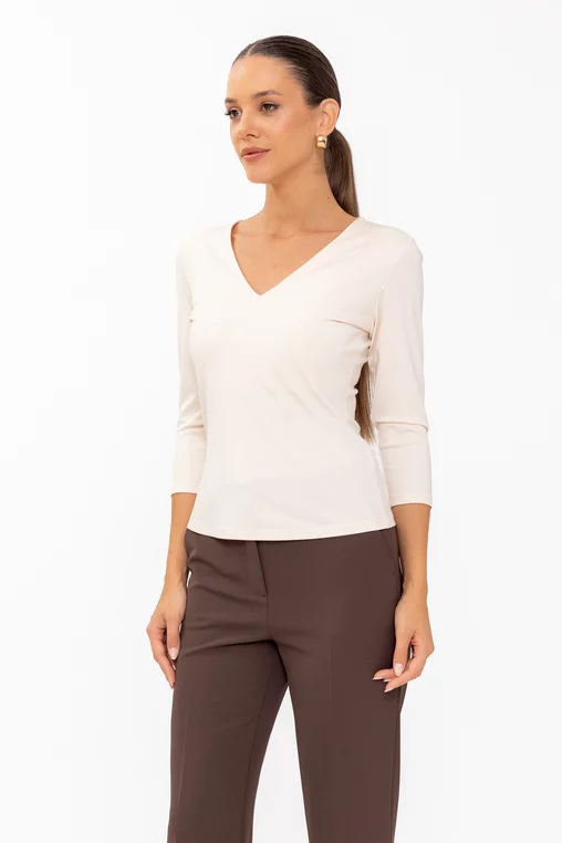 Bluză basic în anchior crem B4641 thumbnail picture - 