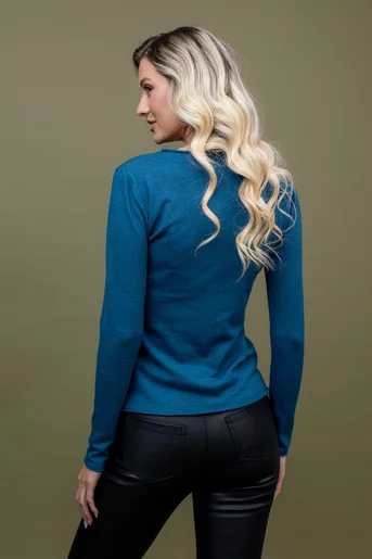Bluza basic tricotata albastra M9944