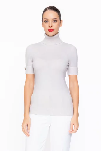 Bluză cambrată cu fir lucios discret crem BSUN1108