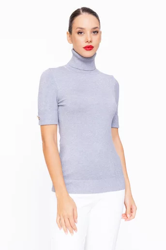 Bluză cambrată cu fir lucios discret gri BSUN1108