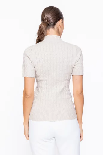 Bluză cambrată cu model opturi bej BDM1104