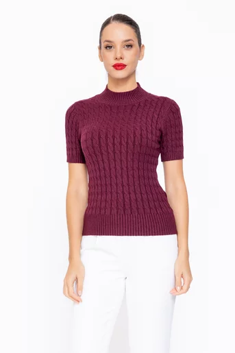 Bluză cambrată cu model opturi burgundy BDM1104