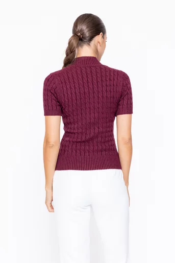 Bluză cambrată cu model opturi burgundy BDM1104