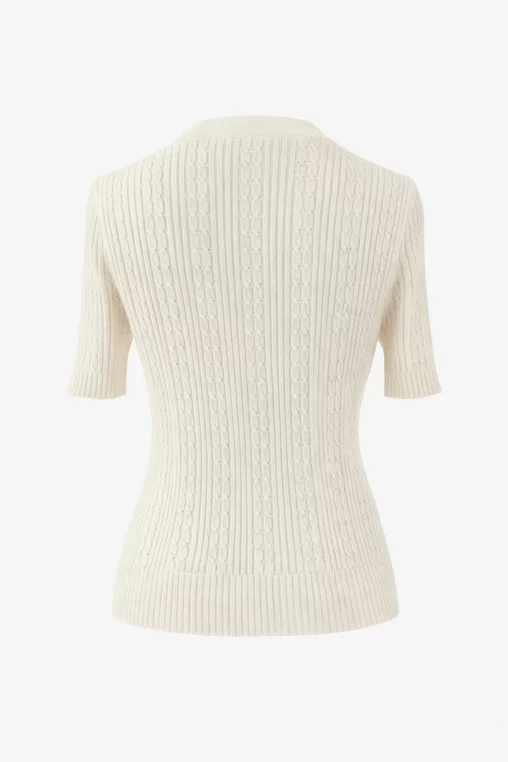 Bluză cambrată cu torsade verticale crem BHD60201 thumbnail picture - 