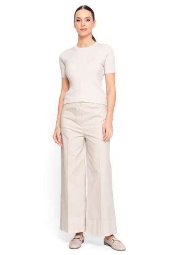 Bluză cambrată cu torsade verticale crem BHD60201