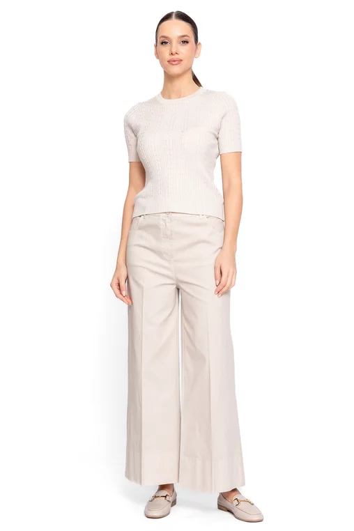 Bluză cambrată cu torsade verticale crem BHD60201 thumbnail picture - 