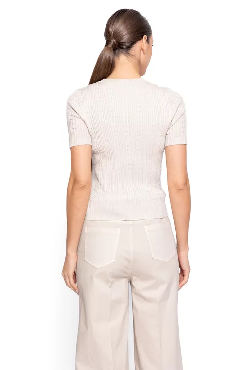 Bluză cambrată cu torsade verticale crem BHD60201 thumbnail picture - 