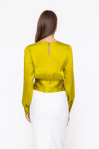 Bluză Caramel cu bandă încrețită lime B4603
