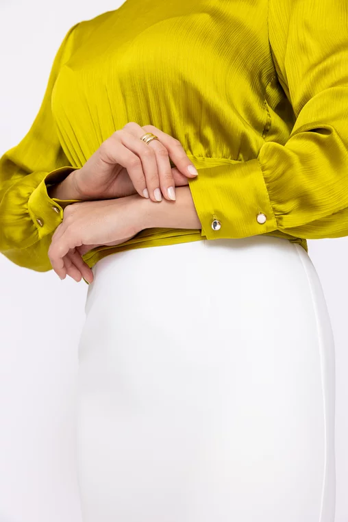Bluză Caramel cu bandă încrețită lime B4603 thumbnail picture - 