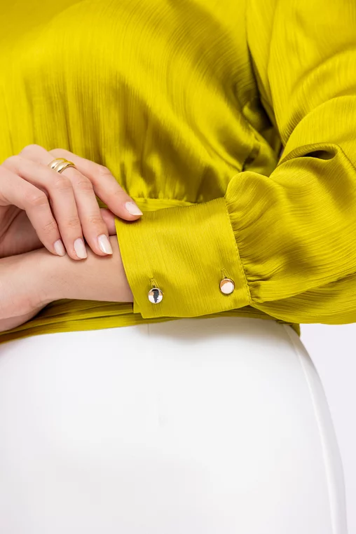 Bluză Caramel cu bandă încrețită lime B4603 thumbnail picture - 