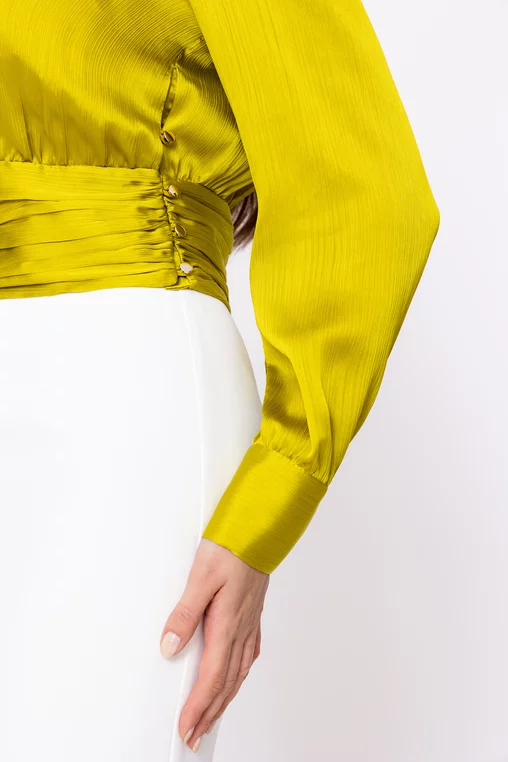 Bluză Caramel cu bandă încrețită lime B4603 thumbnail picture - 