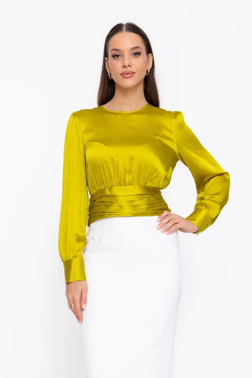Bluză Caramel cu bandă încrețită lime B4603 thumbnail picture - 